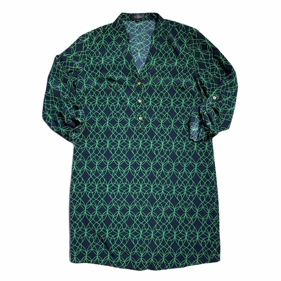 The Limited Navy & Green Long Sleeve Mini Dress S - Picture 1 of 7